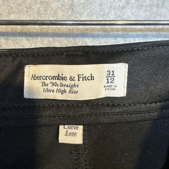 Abercrombie & Fitch Straight Ultra High Rise Vegan Leather Pants Sz 31/12 VTG - Picture 5 of 13